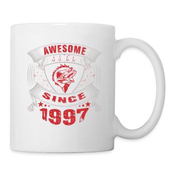 Awesome since 1997. Angel, Angler Geburtstag - Tasse - Weiß - Rechts