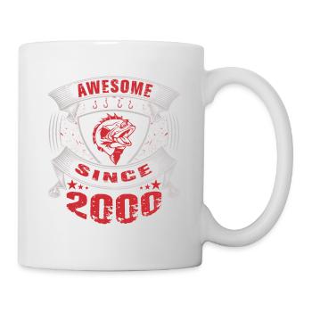 Awesome since 2000. Angel, Angler Geburtstag - Tasse - Weiß - Rechts