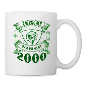 Awesome since 2000. Angel, Angler Geburtstag - Tasse - Weiß - Rechts