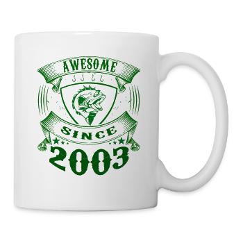 Awesome since 2003. Angel, Angler Geburtstag - Tasse - Weiß - Rechts