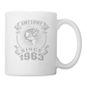 Awesome since 1963. Angel, Angler Geburtstag - Tasse - Weiß - Rechts