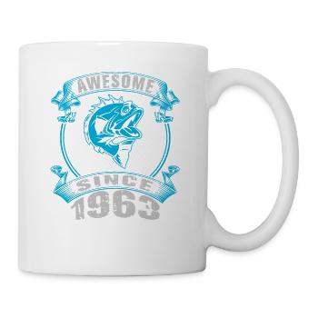 Awesome since 1963. Angel, Angler Geburtstag - Tasse - Weiß - Rechts