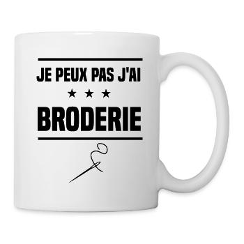 j'peux pas j'ai broderie humour - Mug blanc - blanc - Droite