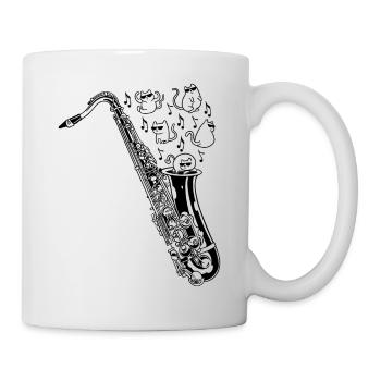 Saxophone avec chats Saxophoniste Saxophoniste M - Mug blanc - blanc - Droite