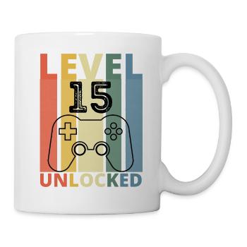 Level 15 Unlocked Funny Gamer Birthday Fifteen - Mug - white - Right