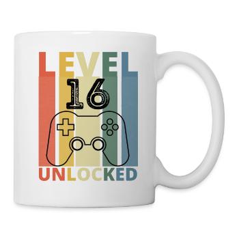 Level 16 Freigeschalteter lustiger Gamer-Geburtstag 16 Jahre - Tasse - Weiß - Rechts