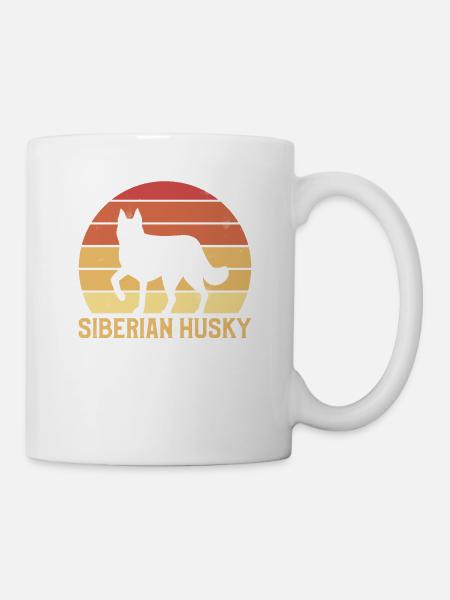 Vintager Retro sibirischer Schlittenhund-Hundeliebhaber - Tasse - Weiß
