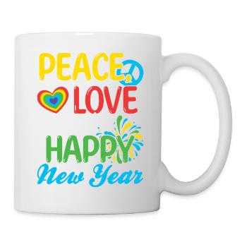 Réveillon du Nouvel An, Paix, Amour, Bonne Année - Mug blanc - blanc - Droite
