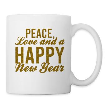 Réveillon du Nouvel An, Paix, Amour, Bonne Année - Mug blanc - blanc - Droite