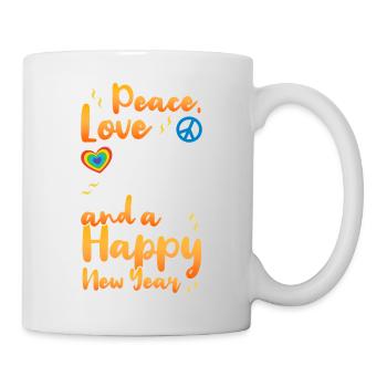 Réveillon du Nouvel An, Paix, Amour, Bonne Année - Mug blanc - blanc - Droite