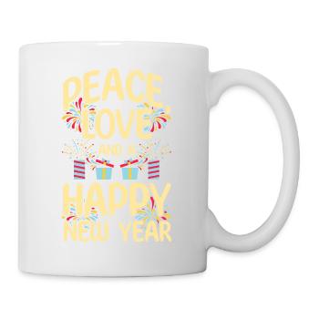 Réveillon du Nouvel An, Paix, Amour, Bonne Année - Mug blanc - blanc - Droite