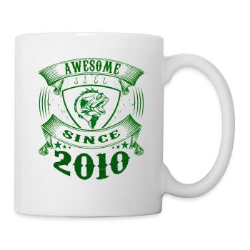 Awesome since 2010. Angel, Angler Geburtstag - Tasse - Weiß - Rechts
