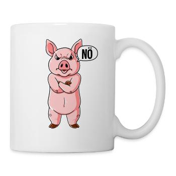 Schwein Nö - Tasse - Weiß - Rechts
