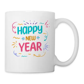 Silvester, Friede, Liebe, Frohes neues Jahr - Tasse - Weiß - Rechts