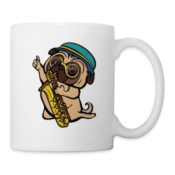 Saxophone Player Pug Musician Sax gift - Mug - white - Right