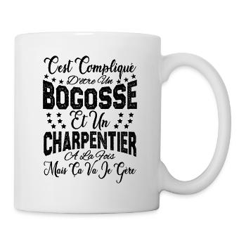 c'est compliqué être un Bogosse et un Charpentier. - Mug blanc - blanc - Droite