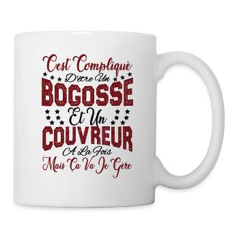 c'est compliqué d'être un Bogosse et un Couvreur. - Mug blanc - blanc - Droite