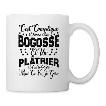 c'est compliqué d'être un Bogosse et un Plâtrier. - Mug blanc - blanc - Droite