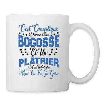 c'est compliqué d'être un Bogosse et un Plâtrier. - Mug blanc - blanc - Droite