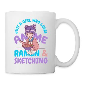 nur ein Mädchen das Anime Ramen und Skizzen liebt - Tasse - Weiß - Rechts