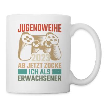 Jugendweihe 2023 Ab Jetzt Zock Ich Als Erwachsener - Tasse - Weiß - Rechts
