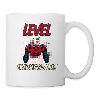 18. Geburtstag Level 18 freigeschaltet Gamer Party - Tasse - Weiß - Rechts