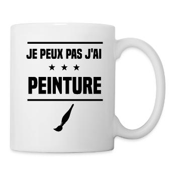 j'peux pas j'ai peinture pinceau humour - Mug blanc - blanc - Droite