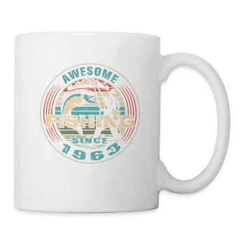 Awesome since 1963. Angel, Angler Geburtstag - Tasse - Weiß - Rechts