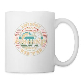 Awesome since 1976. Angel, Angler Geburtstag - Tasse - Weiß - Rechts