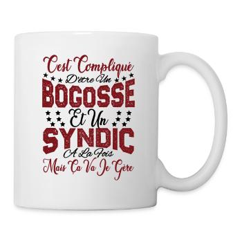 c'est compliqué d'être un Bogosse et un Syndic. - Mug blanc - blanc - Droite