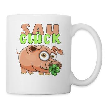 SCHWEIN SAU GLÜCK - Tasse - Weiß - Rechts