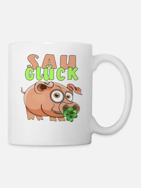 SCHWEIN SAU GLÜCK - Tasse - Weiß