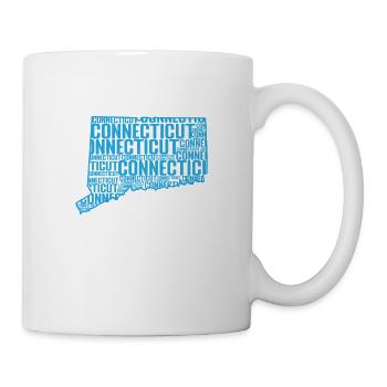 Connecticut Wortwolke als Kartenumriss USA - Tasse - Weiß - Rechts