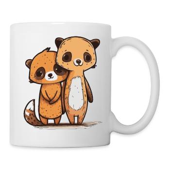 Comic Cute Kawaii Sticker Bär, Erdmännchen, Freund - Tasse - Weiß - Rechts