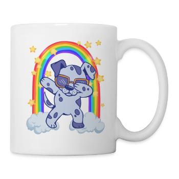 Regenbogen Hund LGBTQ Haustier dabbing - Tasse - Weiß - Rechts