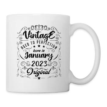 Vintage Né(e) en Janvier 2023 anniversaire janvier - Mug blanc - blanc - Droite