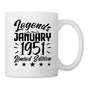 Geboren im Januar 1951. Geburtstagsgeschenk. - Tasse - Weiß - Rechts