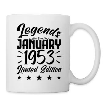 Geboren im Januar 1953. Geburtstagsgeschenk. - Tasse - Weiß - Rechts