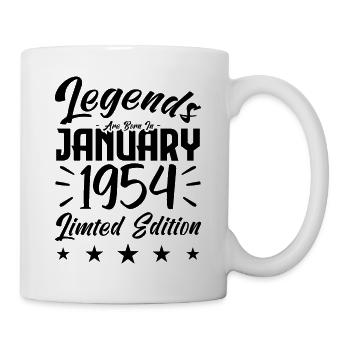 Geboren im Januar 1954. Geburtstagsgeschenk. - Tasse - Weiß - Rechts