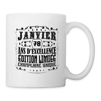 Vintage Janvier 78 ans. anniversaire janvier. - Mug blanc - blanc - Droite