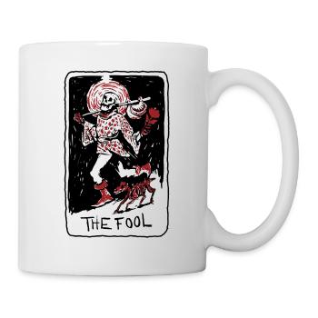 The Fool Skeleton With Dog Tarot Card - Tasse - Weiß - Rechts