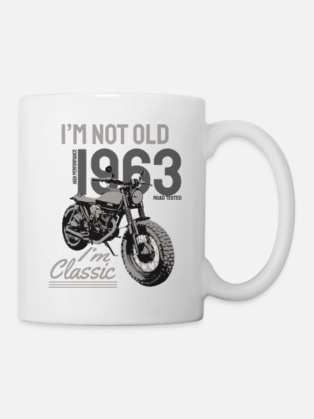 Je ne suis pas vieux, je suis classique. Anniversaire motard 1963 - Mug blanc - blanc
