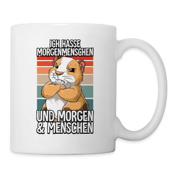 Ich Hasse Morgenmenschen Meerschweinchen - Tasse - Weiß - Rechts