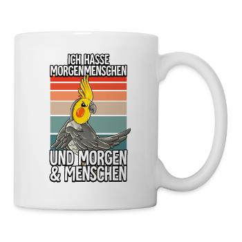 Ich Hasse Morgenmenschen Nymphensittich - Tasse - Weiß - Rechts