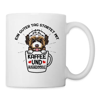 Kaffee Und Aussiedoodle Hund - Tasse - Weiß - Rechts