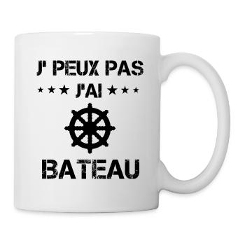j'peux pas j'ai bateau gouvernail cadeau - Mug blanc - blanc - Droite