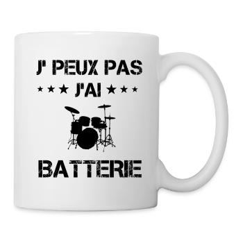 j'peux pas j'ai batterie cadeau batteur - Mug blanc - blanc - Droite