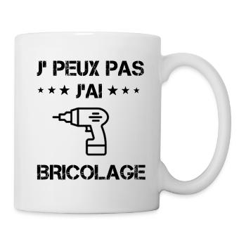 j'peux pas j'ai bricolage perceuse cadeau - Mug blanc - blanc - Droite