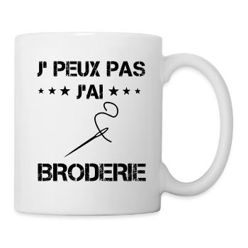 j'peux pas j'ai broderie cadeau couture - Mug blanc - blanc - Droite