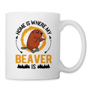 Zuhause ist wo mein Biber ist Biberdamm - Tasse - Weiß - Rechts